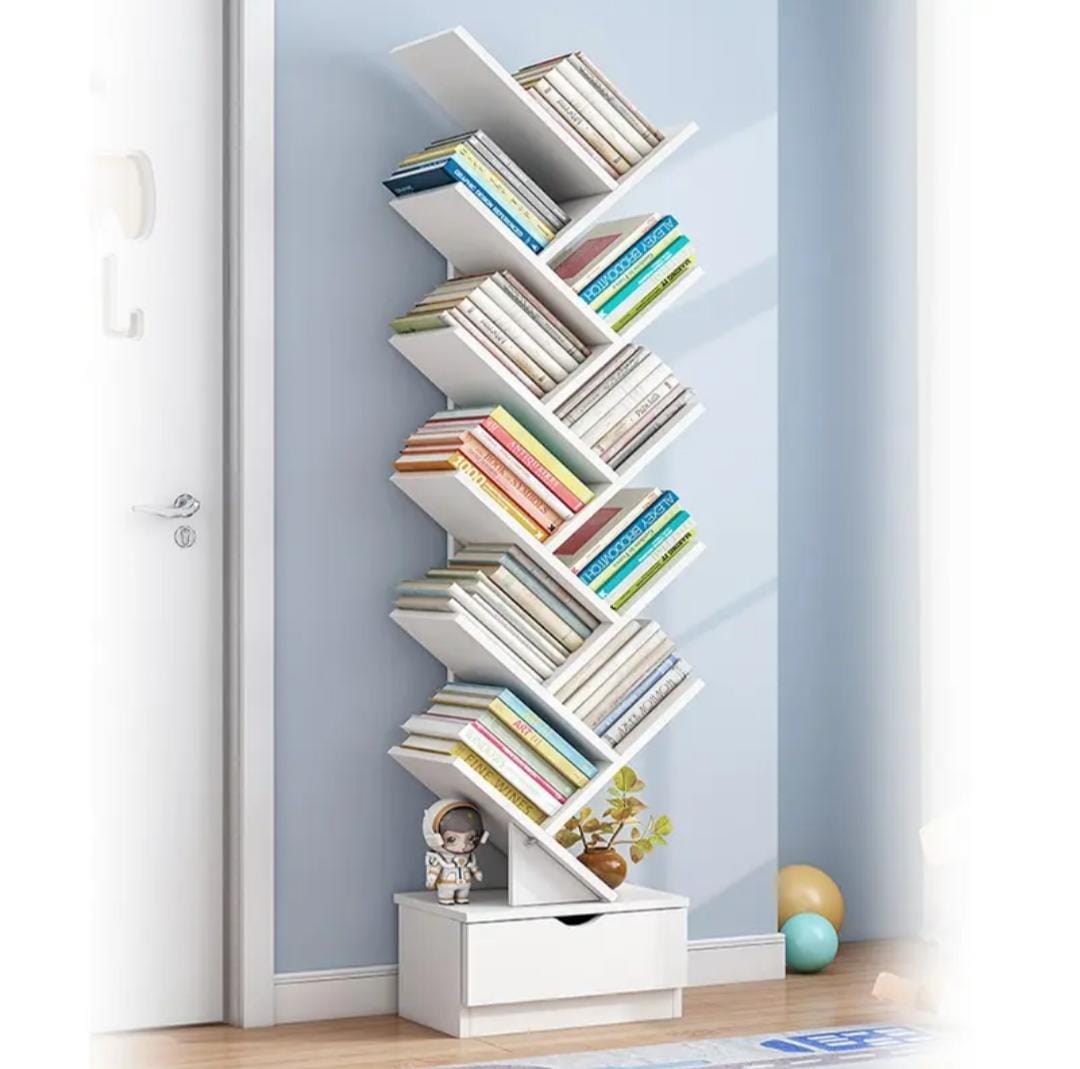 White tree bookshelf wooden book organizer