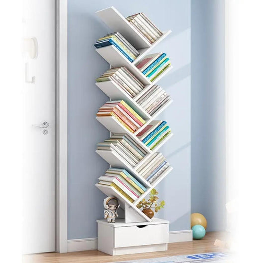 White tree bookshelf wooden book organizer