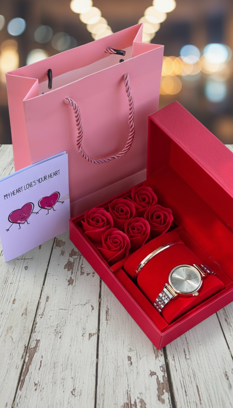 Ladies Watch & Rose Petals Gift Set