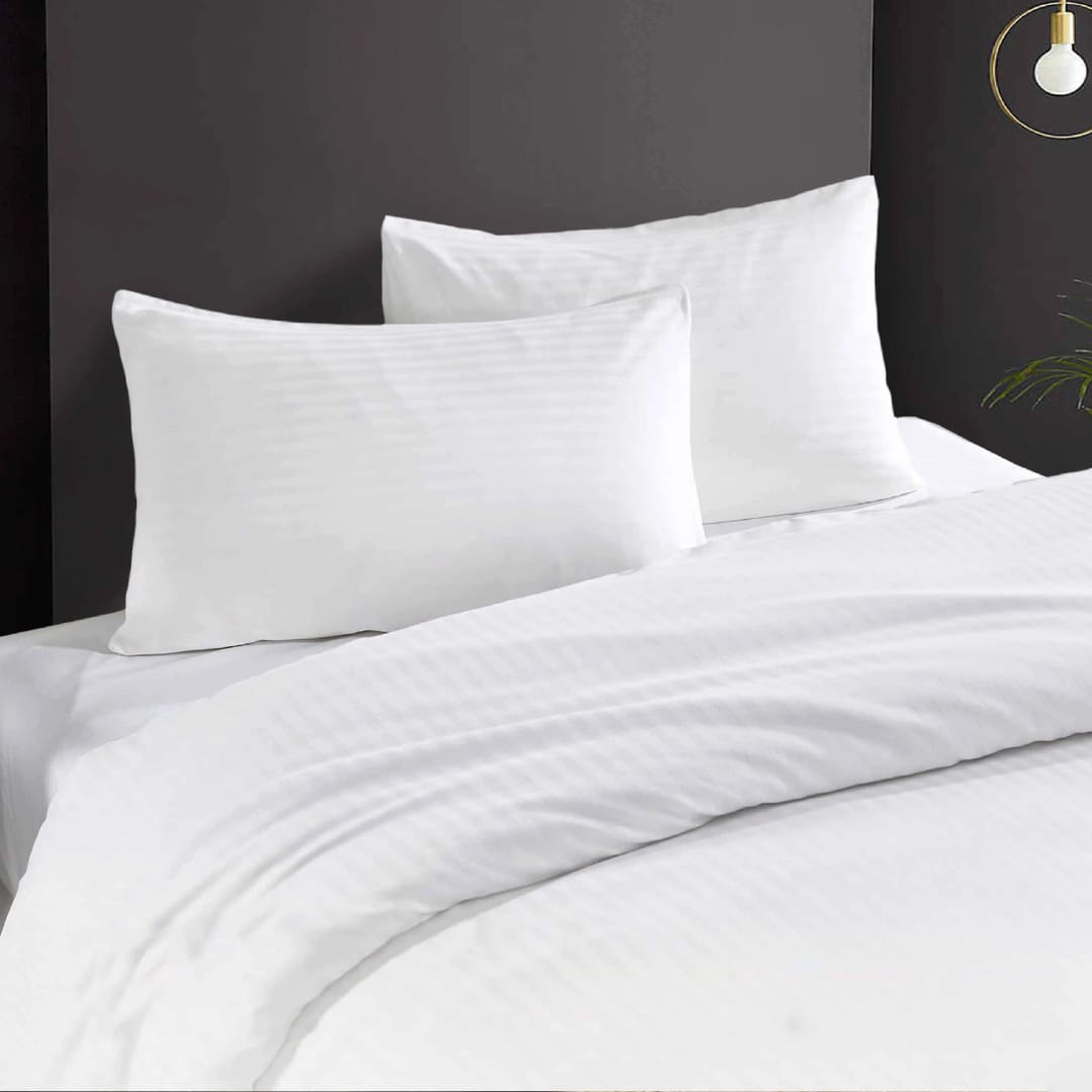 Binded White Striped Duvet Set