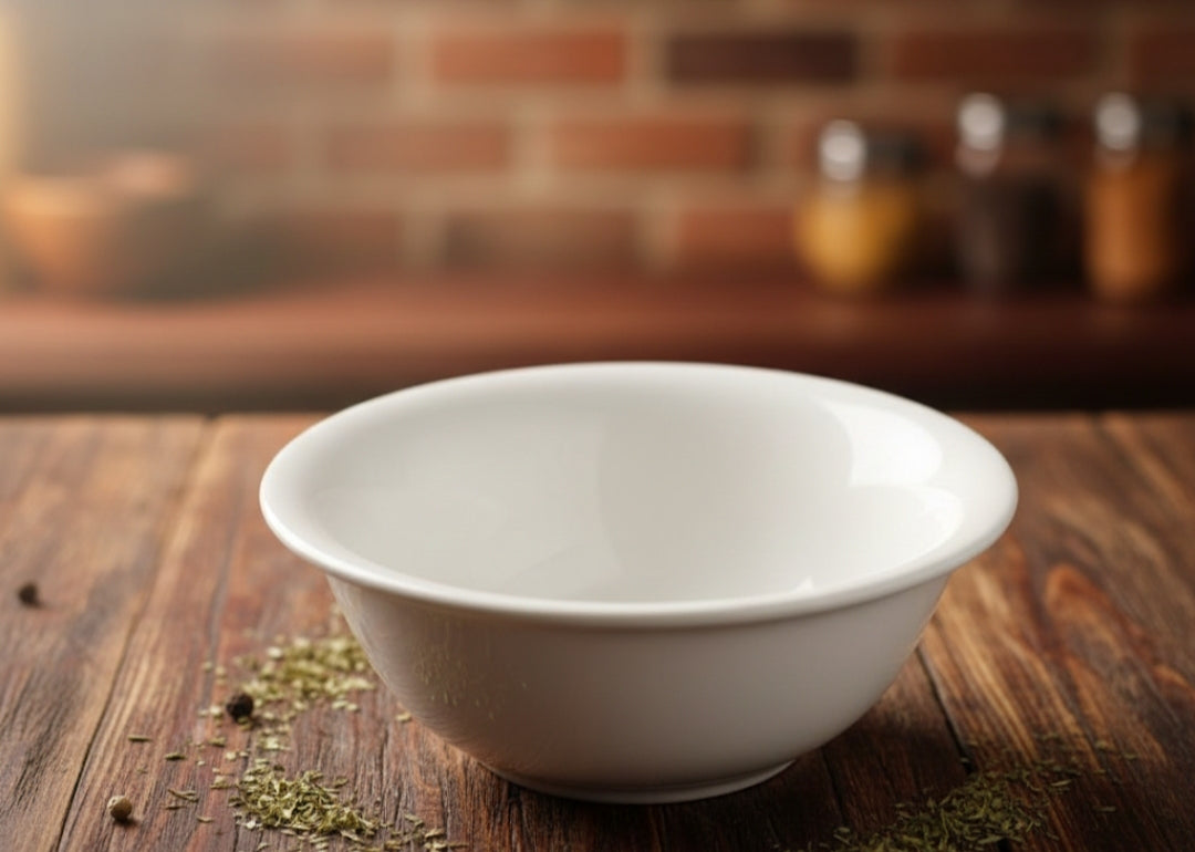 White 4 inch ceramic sauce bowl with minimalist design