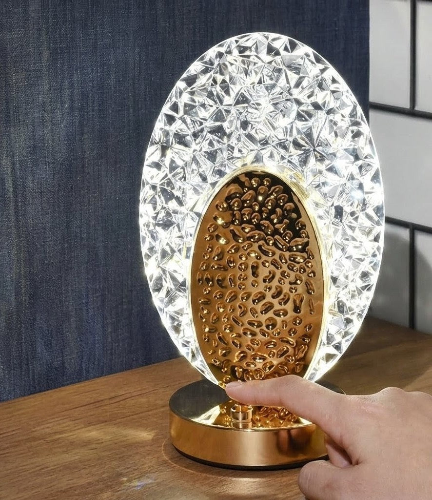 Crystal Table Lamp with Gold Finish