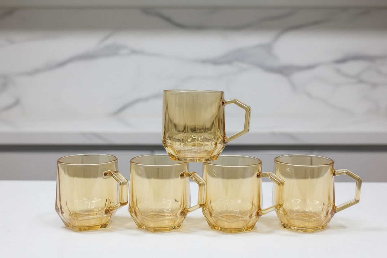 6-Piece Gold Tea Cups Set – 300 ml