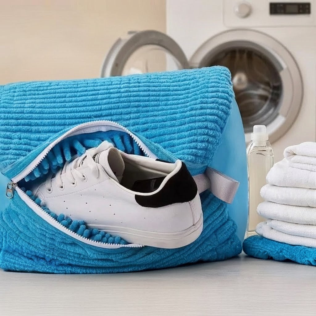 Large shoe washing bag 36x16cm for washing machine, protective laundry bag for cleaning shoes safely. 