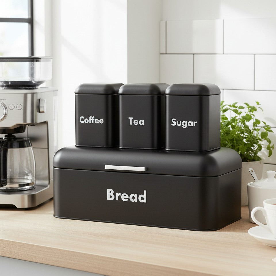 Bread Bin With Three Canister Set