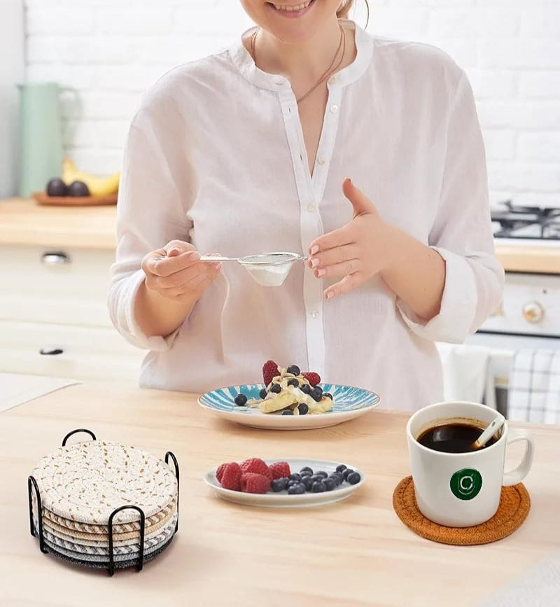 8Pcs Absorbent Cotton Woven With Metal Stand Holder