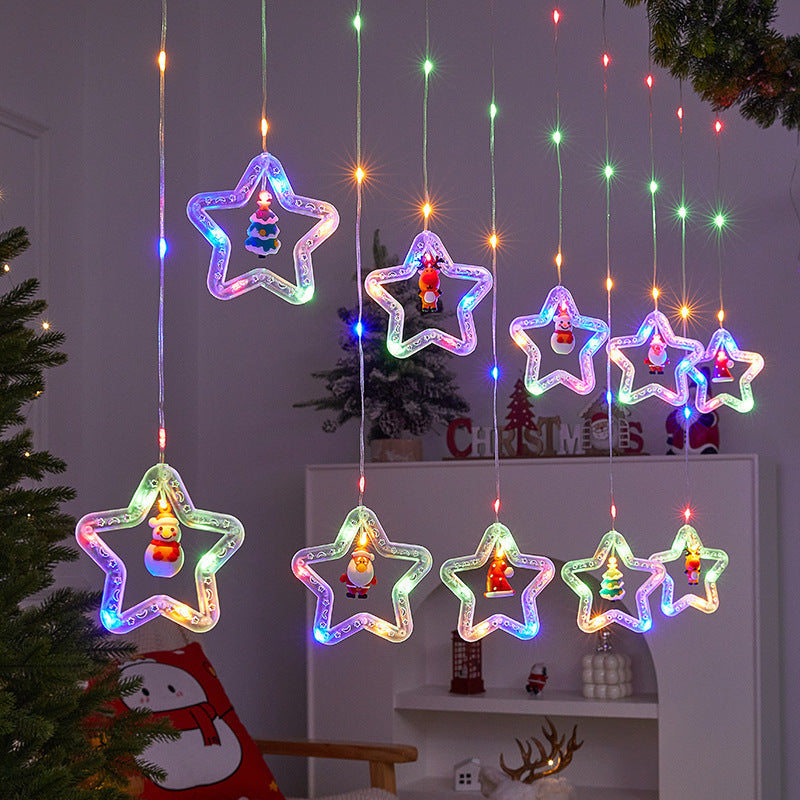 USB powered Christmas LED lights with ten pendants and remote, warm and color light options.