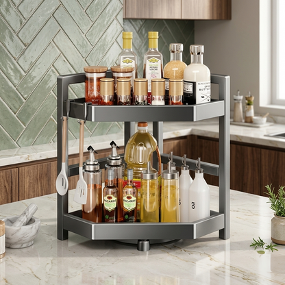 2-Tier Multifunctional Kitchen Corner Storage Rack