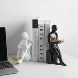 Ceramic Bookends in Reader Shape Sculpture