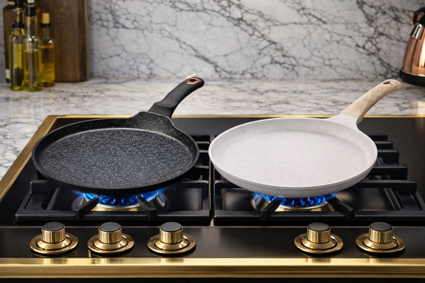 Granite non-stick chapati pan with heat-resistant handle for cooking chapatis and pancakes
