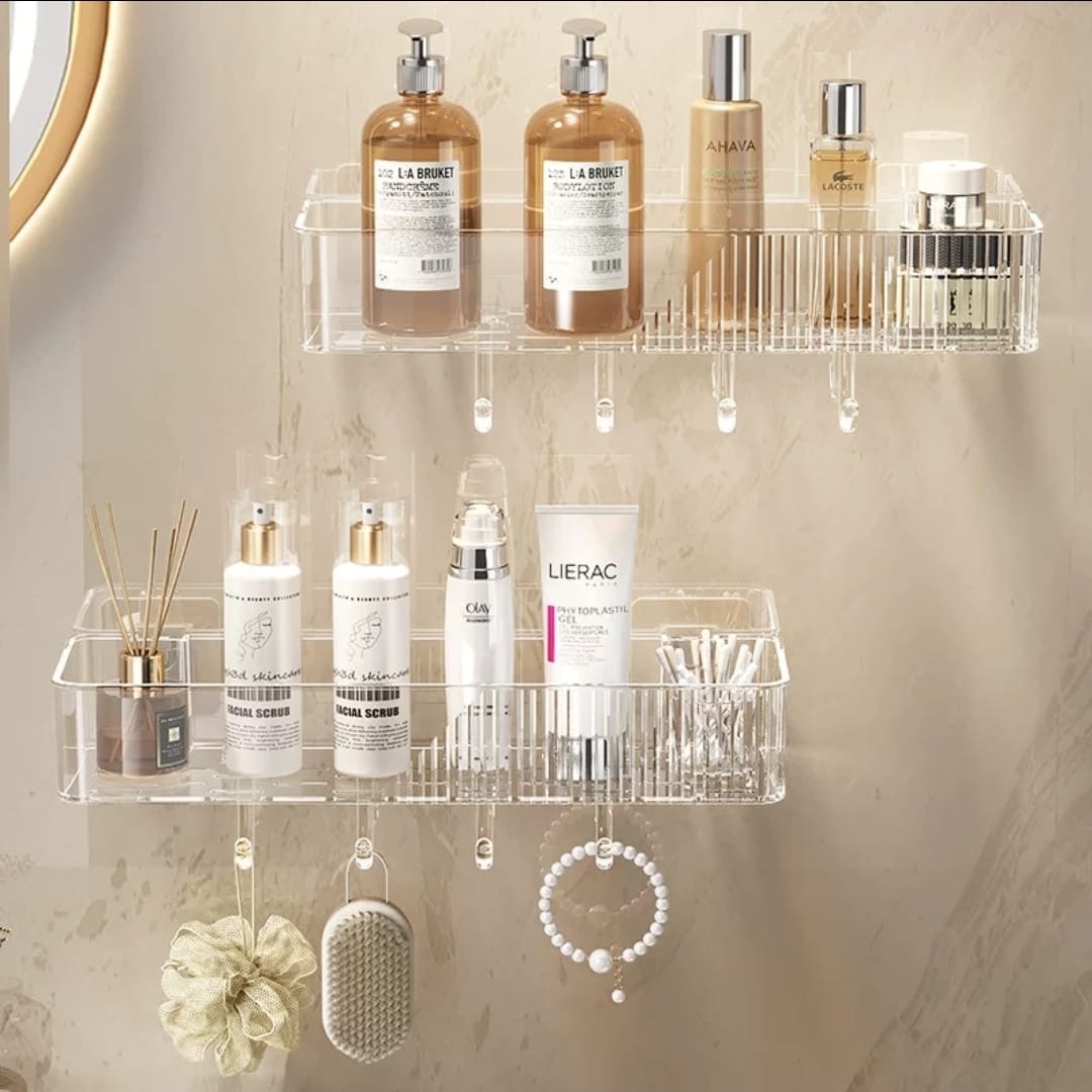 Acrylic Storage Shelf with Clear Hooks