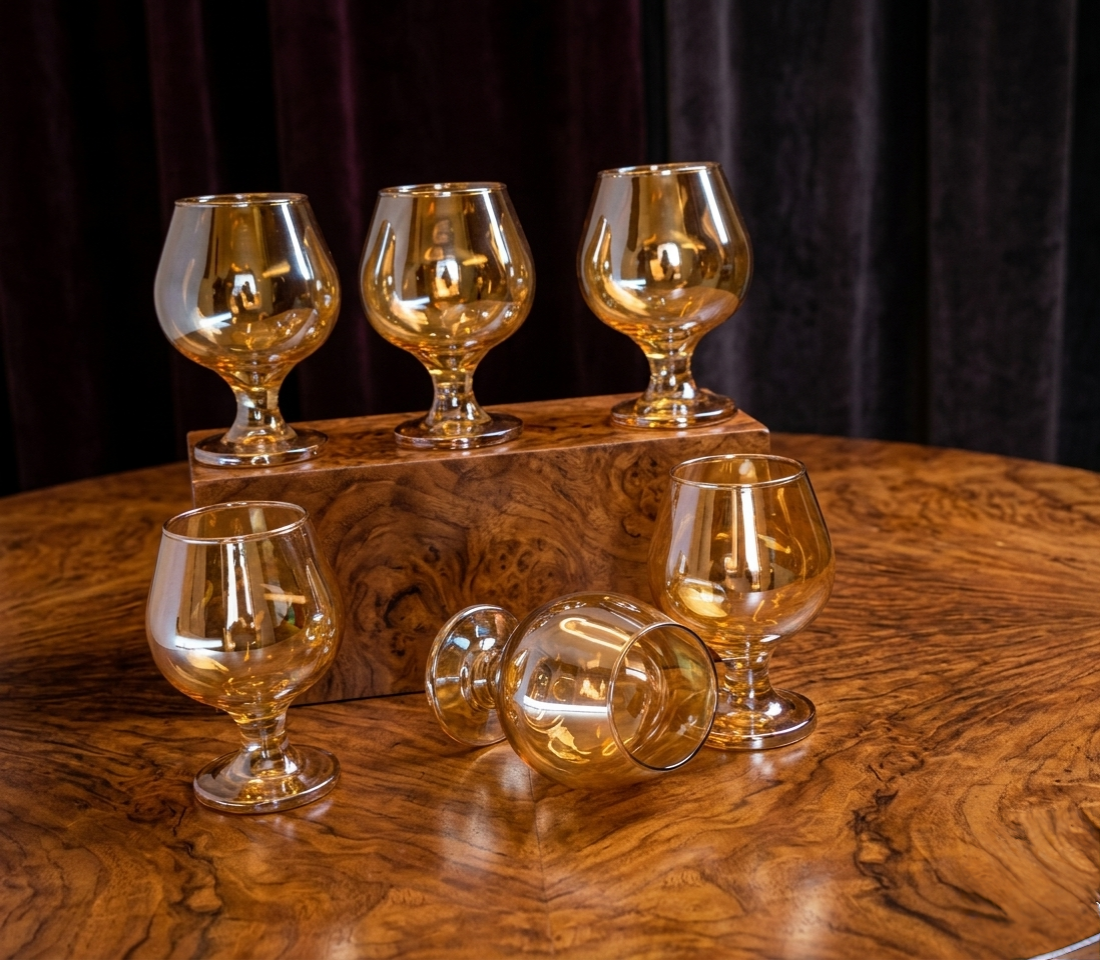 6-Piece Gold Cognac Glasses Set
