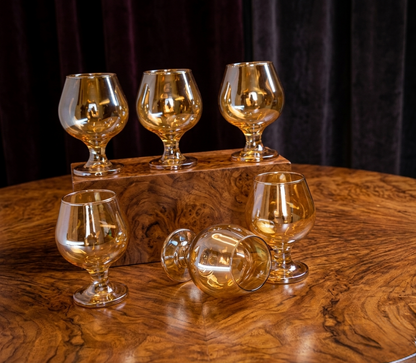 6-Piece Gold Cognac Glasses Set