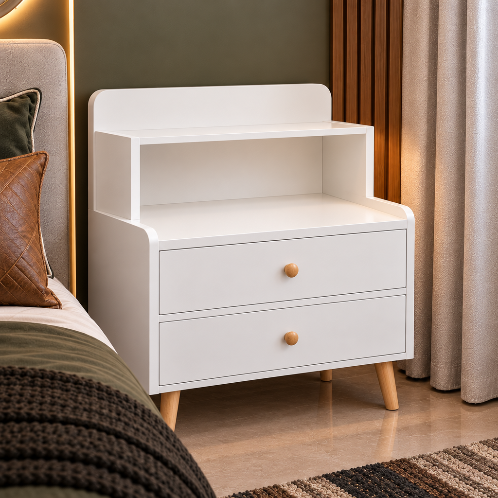 37 × 30 × 70cm Wooden Bedside Table with Drawer