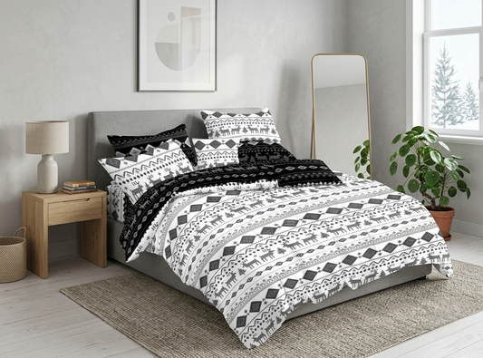 Pure cotton duvet cover set with bedsheet and four pillowcases in 6x7 and 7x8 sizes