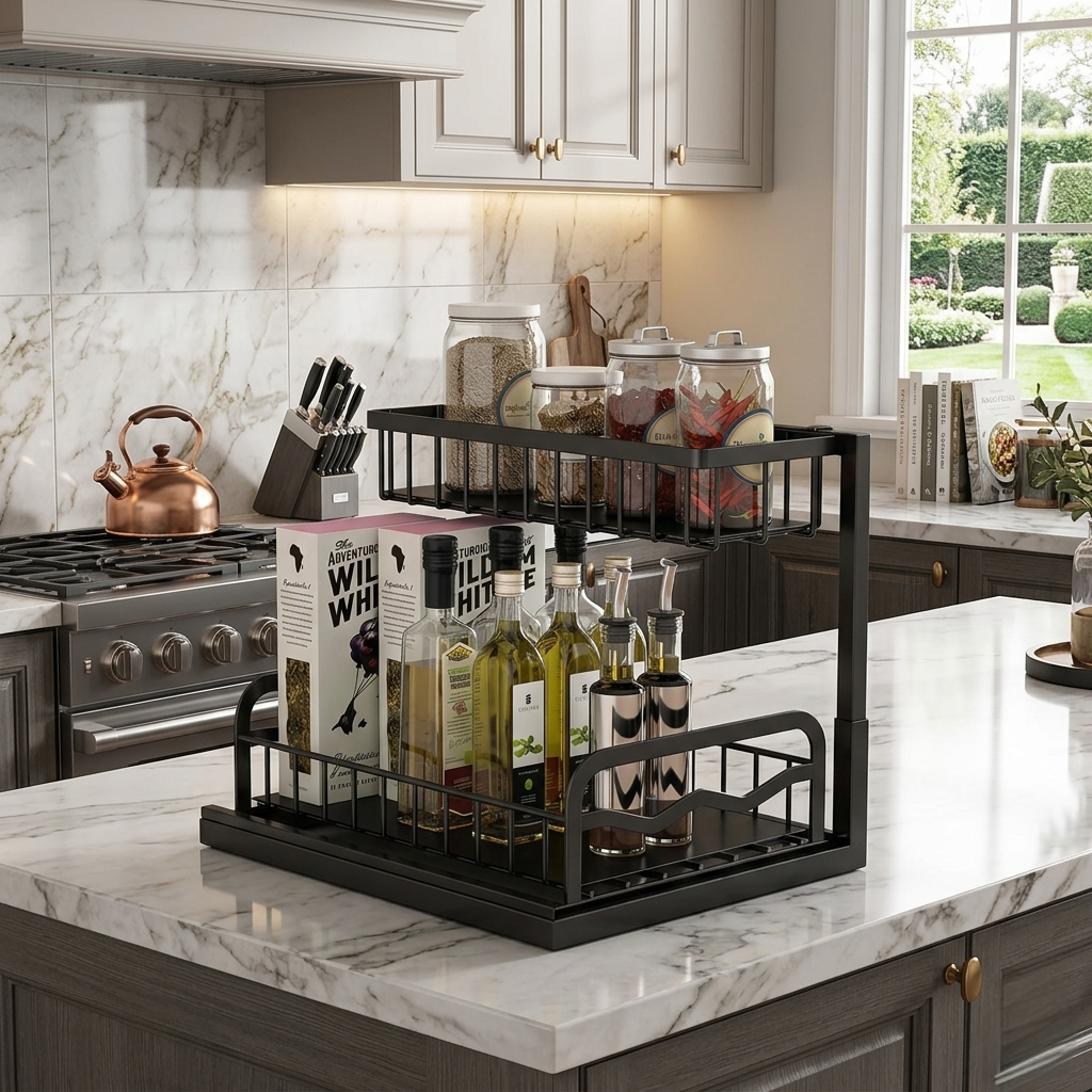 2 Tier Cabinet Spice Rack Organizer