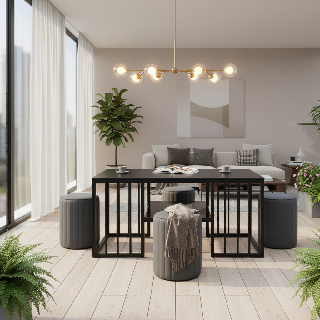 Coffee Table Set with 4 Upholstered Stools - FCT 1311