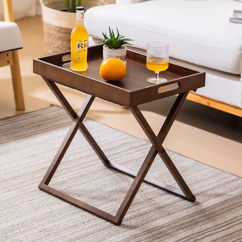 Foldable wooden side table compact size, multi purpose snack and laptop table for modern homes. 