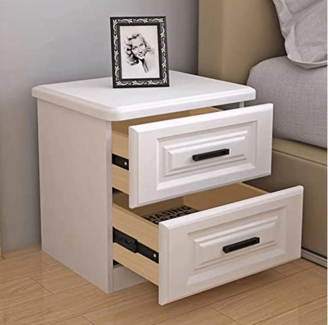 Double Drawer Wooden Nightstand Storage Cabinet-BS01