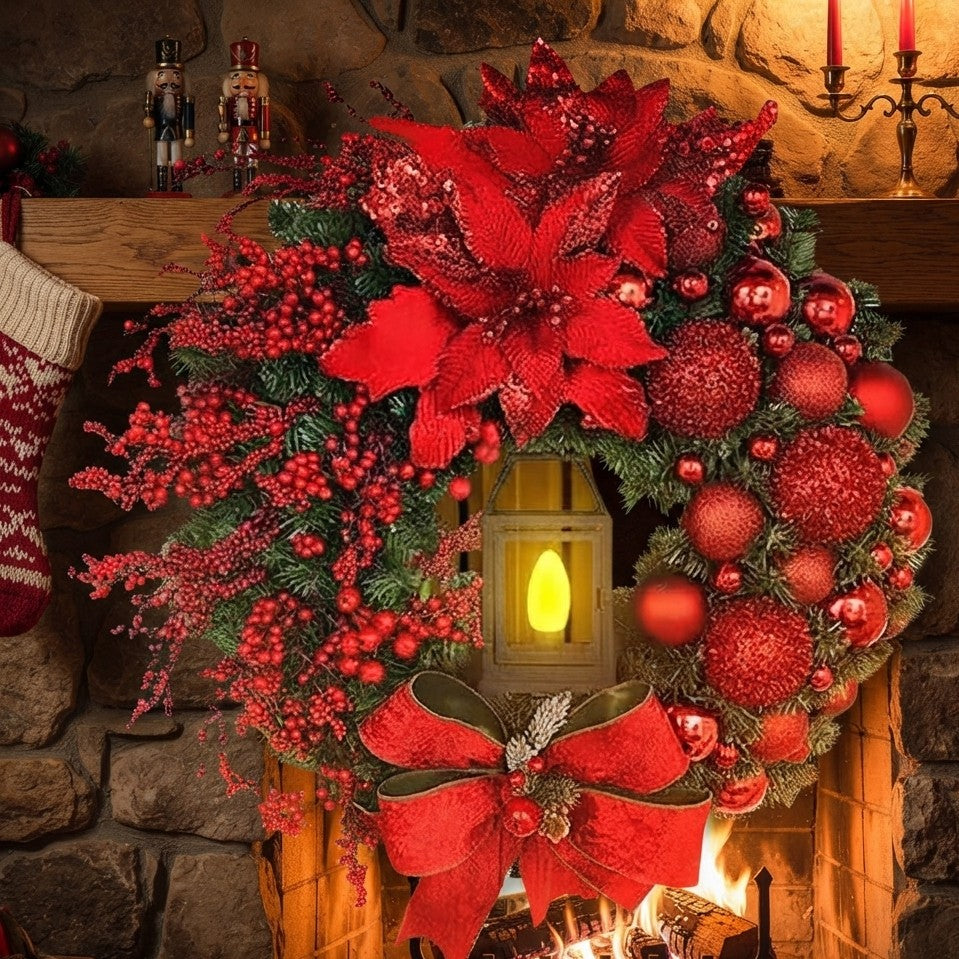 32cm Christmas Wreath with Lights
