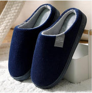 Warm adult indoor slippers available in blue, grey, pink, green, and yellow with multiple sizes for comfortable home use.