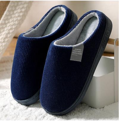 Warm adult indoor slippers available in blue, grey, pink, green, and yellow with multiple sizes for comfortable home use.
