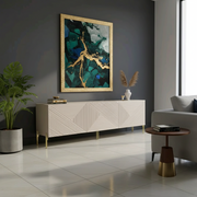 Six-foot long TV stand designed for large televisions and modern living spaces.