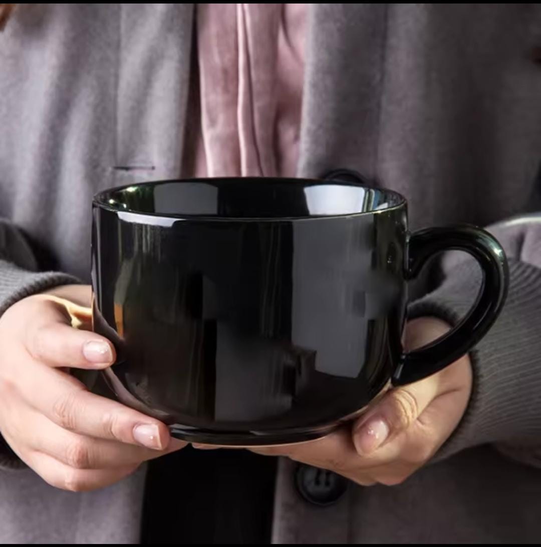 All black ceramic mug set of six