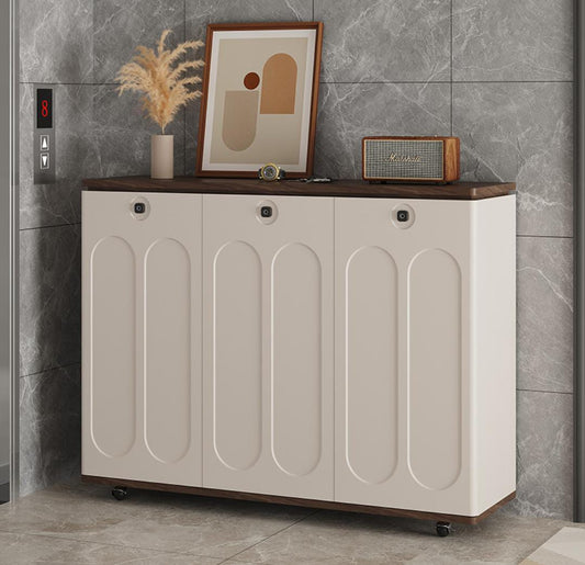 2-door ultra-slim cabinet with arched doors, modern shoe storage or bedside organizer for home