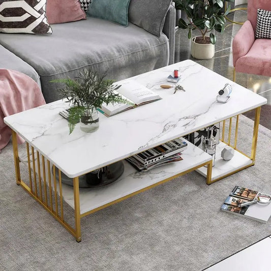 Marble Effect Wooden Coffee Table Code C-03 White