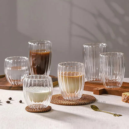Stripe Double-Wall Glass Mug