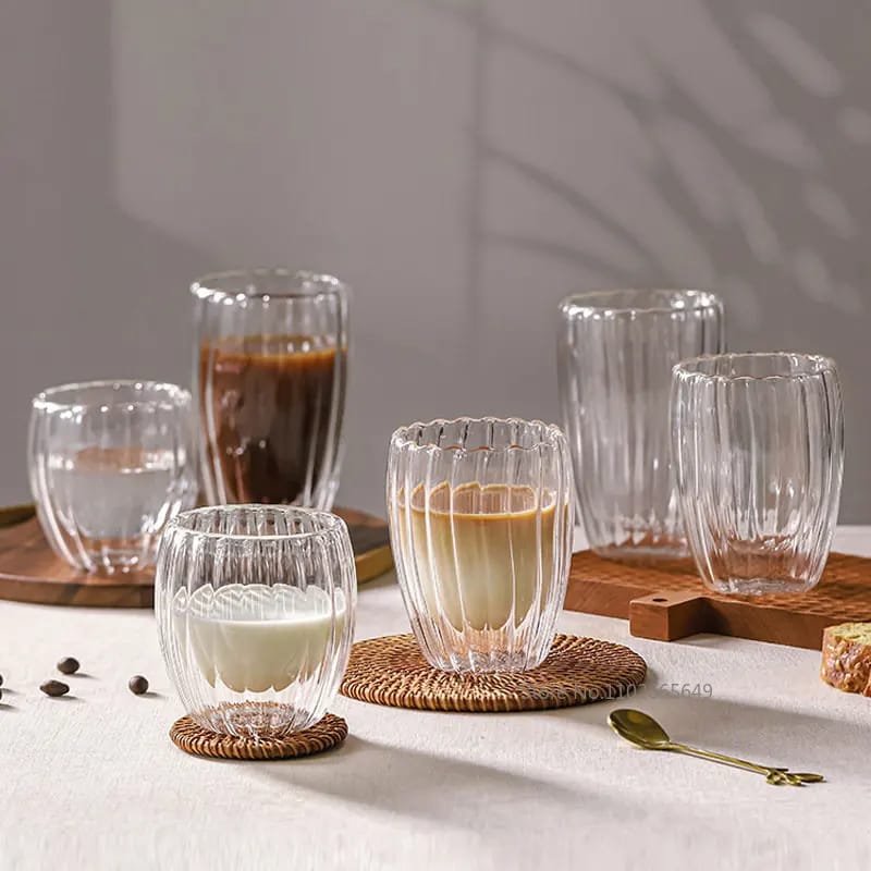 Stripe Double-Wall Glass Mug