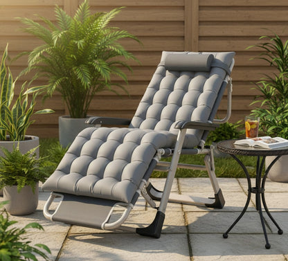 Gray 2 in 1 foldable chair and bed with cushion