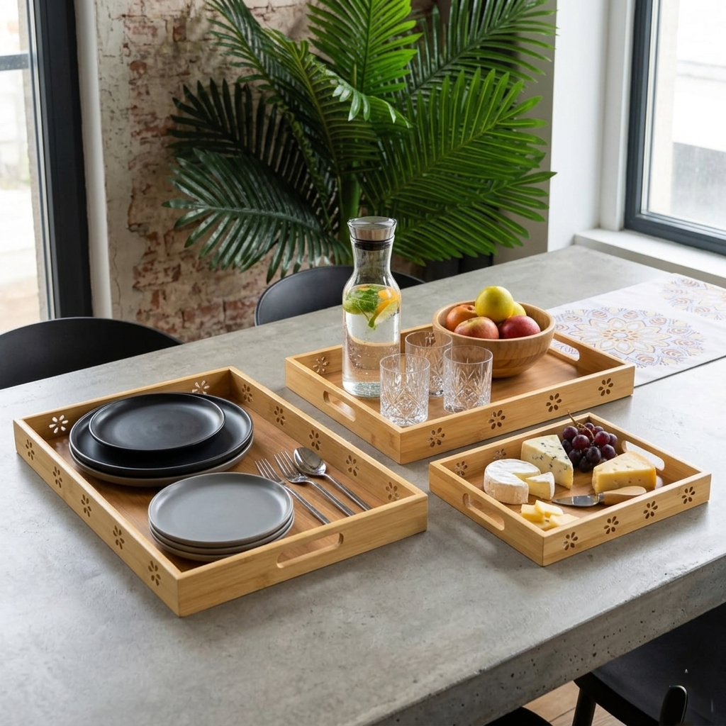 3 in 1 Multi-Functional Bamboo Trays