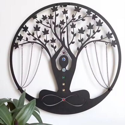 Yoga meditation metal wall décor, European handmade art piece for calming home or studio wall decoration