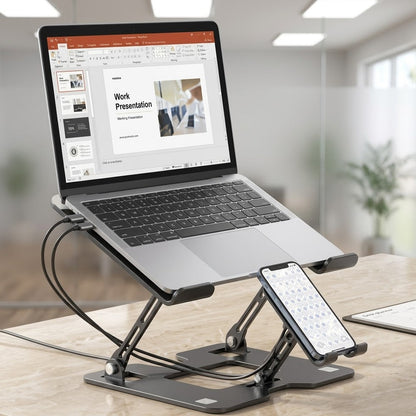 2 In 1 Adjustable Laptop Stand With Phone Holder