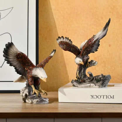 Majestic winged resin eagle statue, detailed decorative sculpture for home or office display.