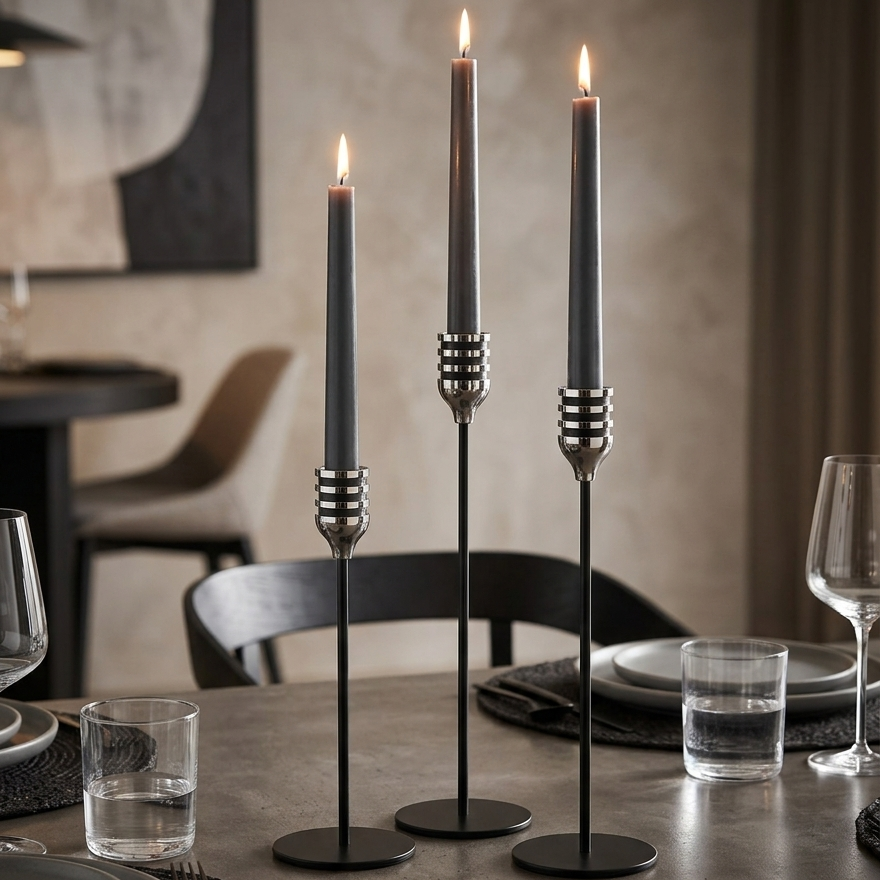 3 In 1 Metallic Candle Holder Set