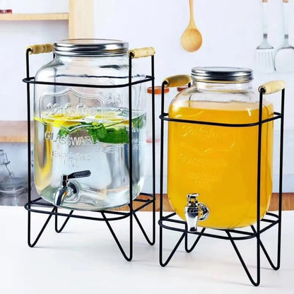 Glass Juice Dispenser with Metallic Stand – 5L & 8L
