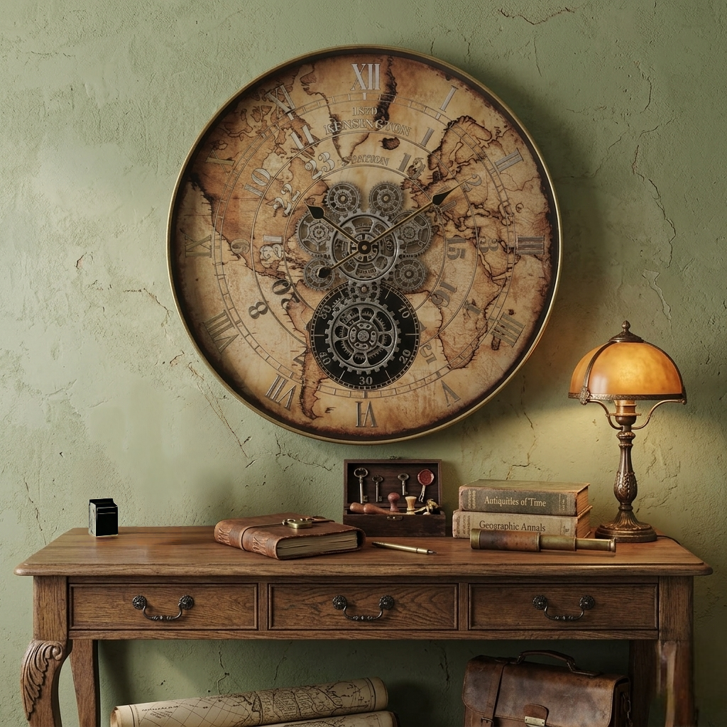 60cm Round Vintage Gear Wall Clock