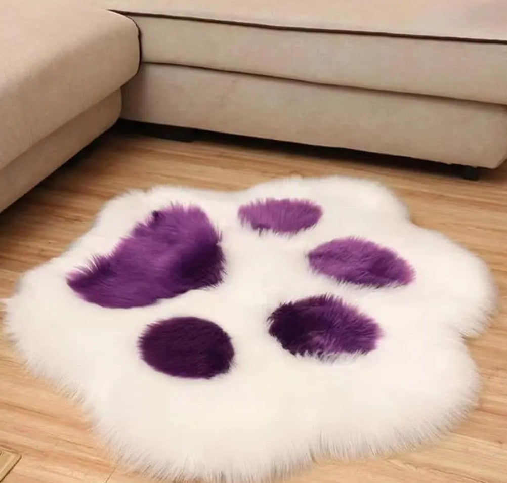Soft plush cat paw patterned rug, non-slip, 60cm, available in multiple colors