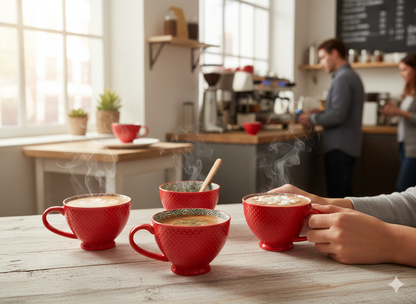 6Pcs Printed Porcelain Cups 355 ml