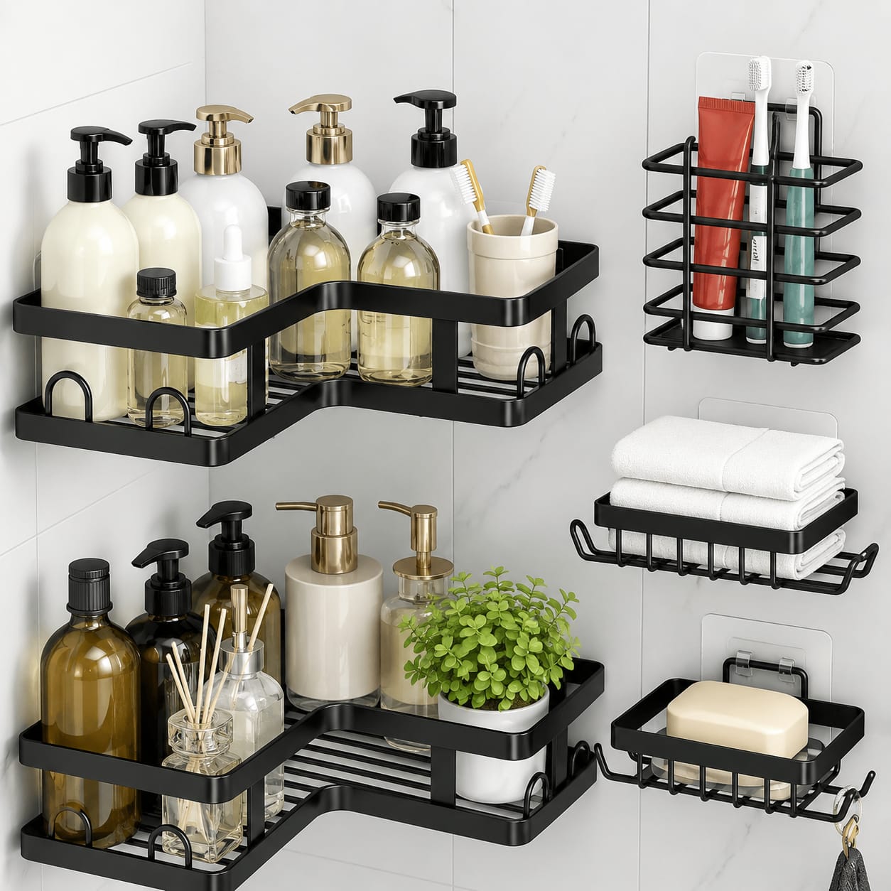 5pcs Corner Shower Caddy Set