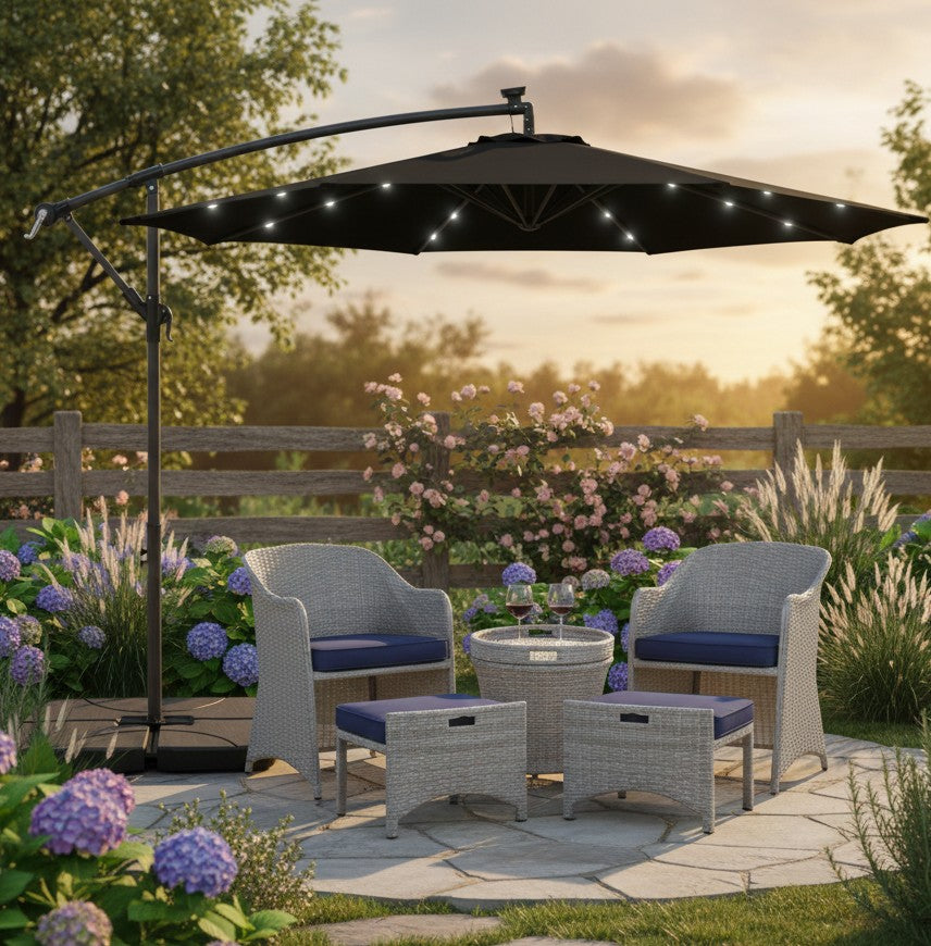 10FT Solar-Powered Patio Umbrella