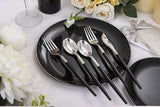 6Pcs Black With White Rim Dinner Plates