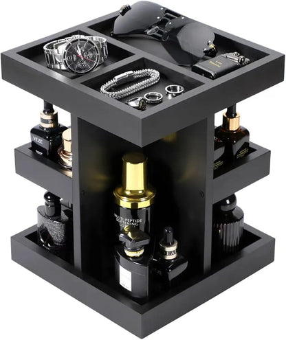 3-Tier Rotating Wooden Makeup Organizer