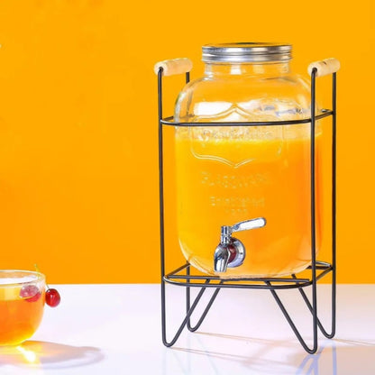 Glass Juice Dispenser with Metallic Stand – 5L & 8L