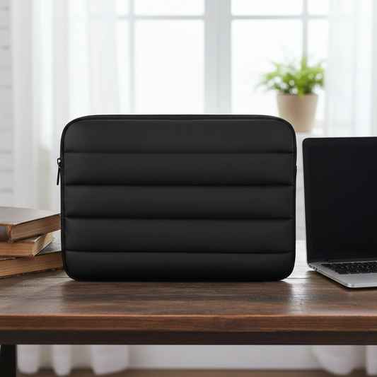 Puffy laptop sleeve for 13.3-inch laptops with padded protection.