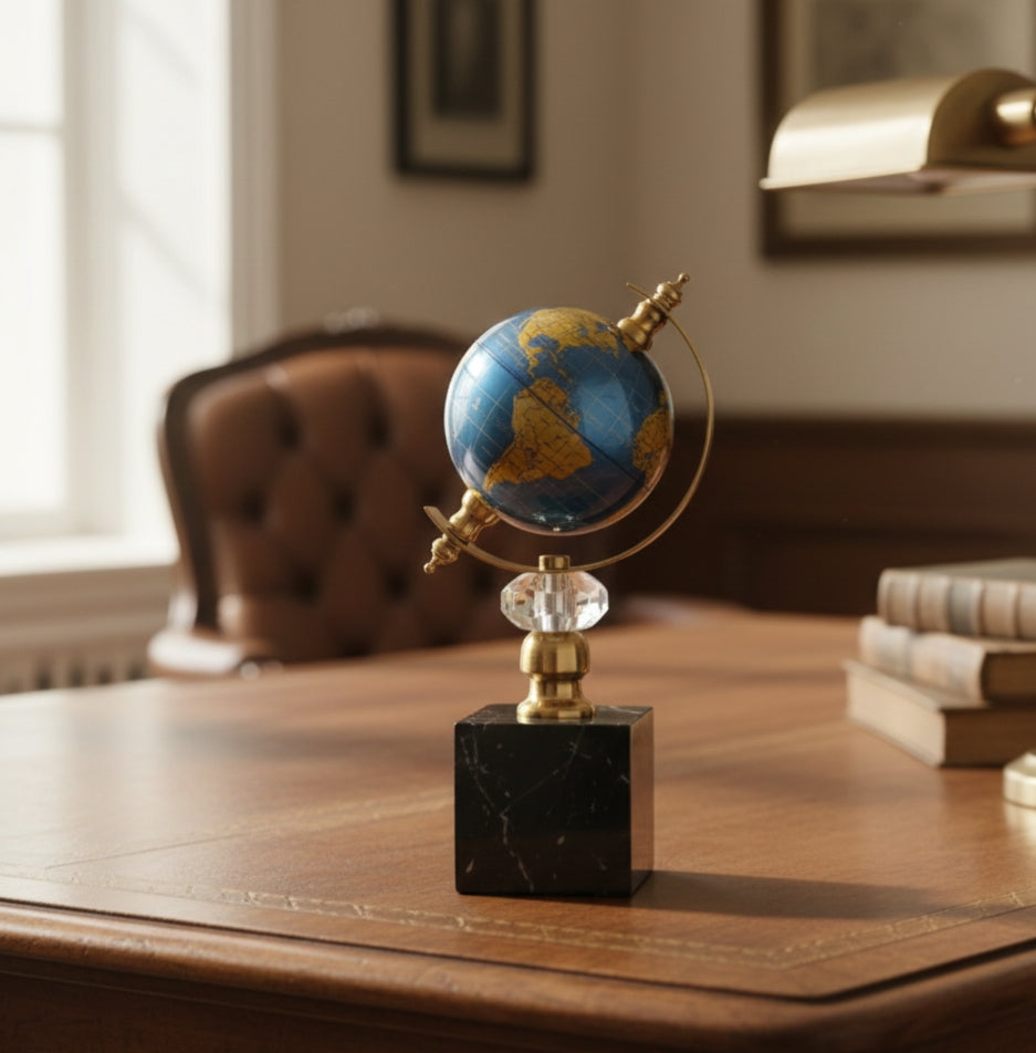 World Globe Marble Base Home And Office Decor Ornament