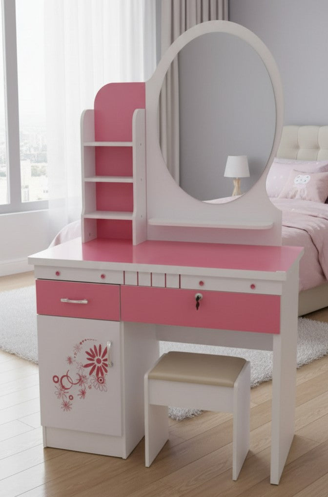 Dressing Table With Mirror And Spacious Drawers